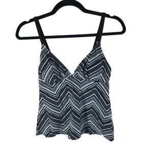 Mossimo Tankini Top Removable Cups Chevron Stripe Black White XS